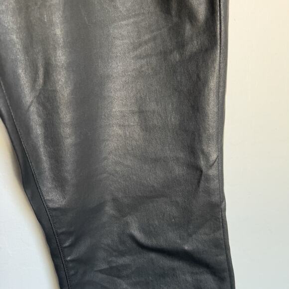 Eileen Fisher Pants Sz 14 Coated Denim Jeans Faux Leather Black Slim Stretch - Picture 5 of 8